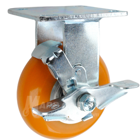 146LUX520RB - 5in Orange Polyurethane Rigid Brake Caster.