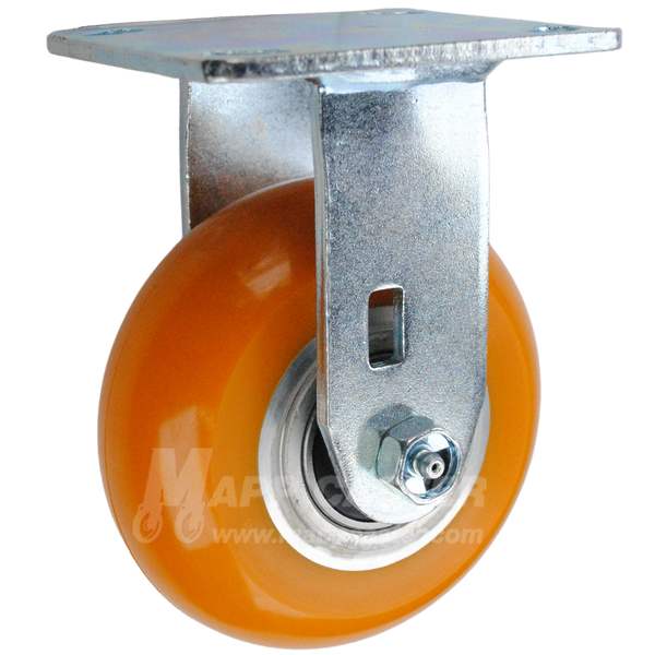 146LUX520R - 5in Orange Polyurethane Rigid Caster.