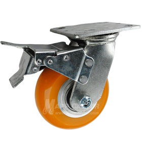 146LUX520SBTL - 5in Orange Polyurethane Swivel Caster with Total Lock Brake.