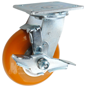 146LUX520SB - 5in Orange Polyurethane Swivel Brake Caster.