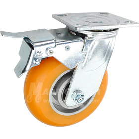 146LUX620SBTL 6" x 2" Orange Polyurethane on Aluminum Wheel Swivel Caster - 1200 Lbs Capacity 