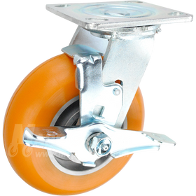 146LUX620SB 6" x 2" Orange Polyurethane on Aluminum Wheel Swivel Caster - 1200 Lbs Capacity 