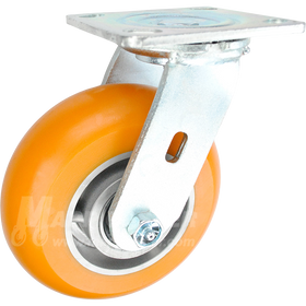 146LUX620S 6" x 2" Orange Polyurethane on Aluminum Wheel Swivel Caster - 1200 Lbs Capacity 