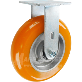 146LUX820R 8" x 2" Orange Poly on Aluminum Wheel Rigid Caster - 1000 Lbs Capacity