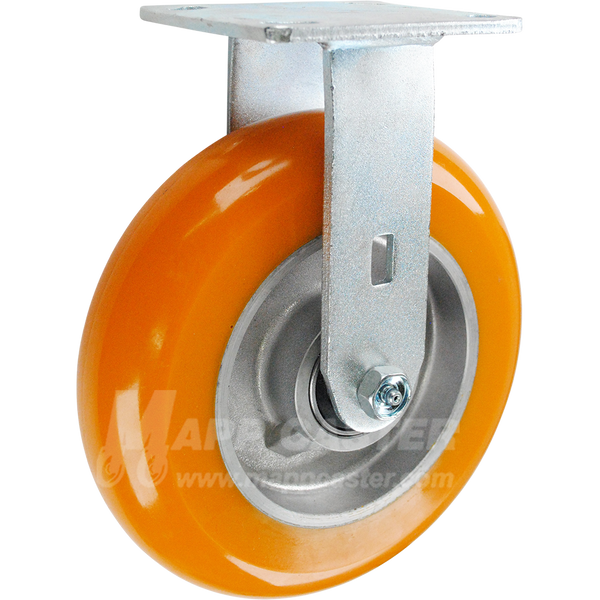 146LUX820R 8" x 2" Orange Poly on Aluminum Wheel Rigid Caster - 1000 Lbs Capacity