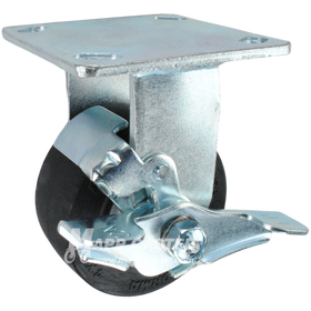 4" x 2" Thermoplastic Rubber (TPR) Wheel Rigid Brake Caster - 400 Lbs Capacity