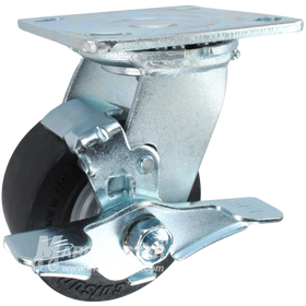 4" x 2" Black Thermoplastic Rubber (TPR) Wheel Swivel Brake Caster - 400 Lbs Capacity