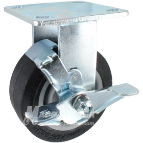 5" x 2" Thermoplastic Rubber (TPR) Wheel Rigid Brake Caster - 500 Lbs Capacity