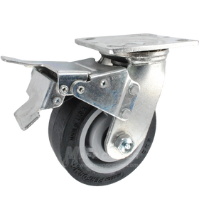 5" x 2" Thermoplastic Rubber (TPR) Wheel Swivel Caster with Total Locking Brake - 500 Lbs Capacity