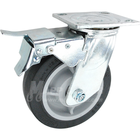 146PERB620SBTL 6" x 2" Thermoplastic Rubber (TPR) Wheel Swivel Caster with total Locking Brake 600 LBS CAPACITY 
