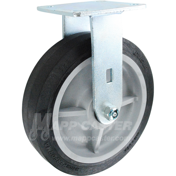 146PERB820R 8" x 2" Thermoplastic Rubber (TPR) Wheel Rigid Caster - 675 Lbs Capacity