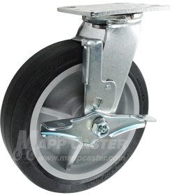 146PERB820SB 8" x 2" Thermoplastic Rubber (TPR) Wheel Swivel Brake Caster - 675 Lbs Capacity