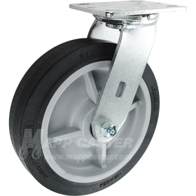 146PERB820S 8" x 2" Thermoplastic Rubber (TPR) Wheel Swivel Caster - 675 Lbs Capacity