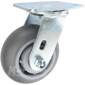 5" x 2" Crowned Grey Thermoplastic Rubber (TPR) Wheel Swivel Caster - 350 Lbs Capacity