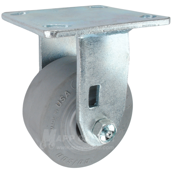 4" x 2" Grey Thermoplastic Rubber (TPR) Wheel Rigid Caster - 400 Lbs Capacity