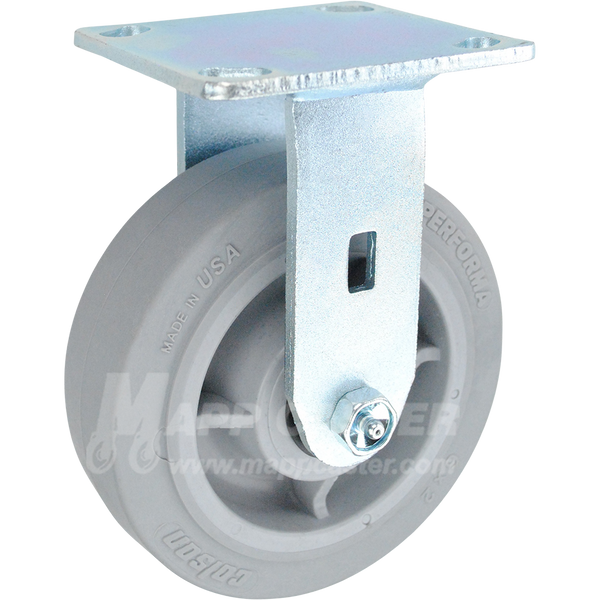 146PERG620R 6" x 2" Grey Thermoplastic Rubber (TPR) Wheel Rigid Caster - 600 Lbs Capacity 