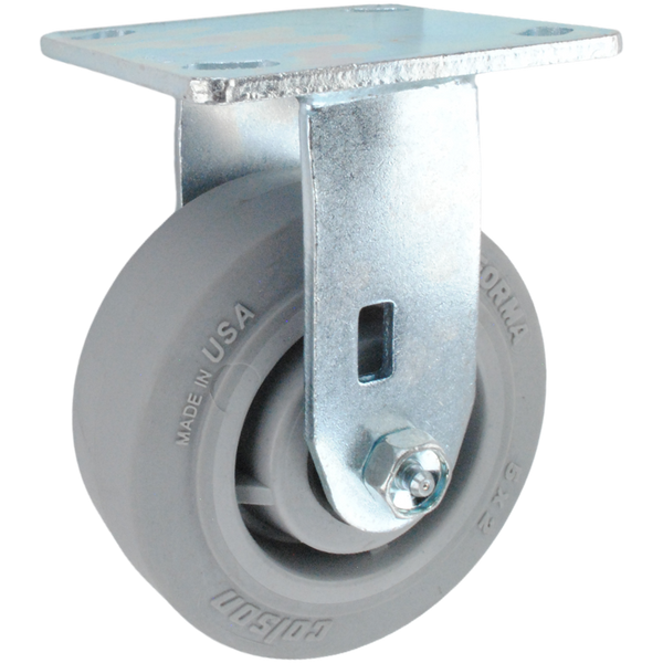 146PERG620R 6" x 2" Grey Thermoplastic Rubber (TPR) Wheel Rigid Caster - 600 Lbs Capacity 