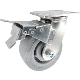 6" x 2" Grey Thermoplastic Rubber (TPR) Wheel Swivel Caster with Total Locking Brake - 600 Lbs Capacity 146PERG620SBTL