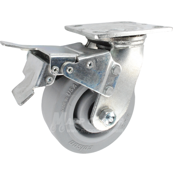 6" x 2" Grey Thermoplastic Rubber (TPR) Wheel Swivel Caster with Total Locking Brake - 600 Lbs Capacity 146PERG620SBTL