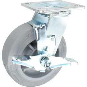 146PERG620SB 6" x 2" Grey Thermoplastic Rubber (TPR) Wheel Swivel Brake Caster- 600 Lbs Capacity 