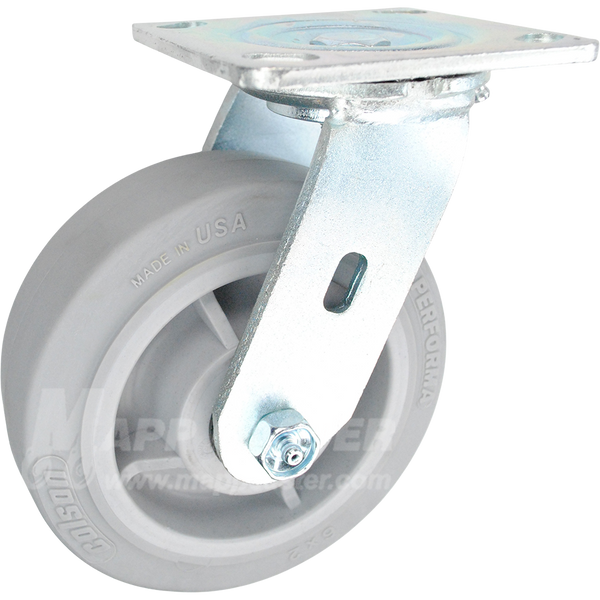 146PERG620S 6" x 2" Grey Thermoplastic Rubber (TPR) Wheel Swivel Caster 600 LBS CAPACITY 