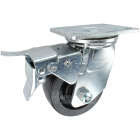 4" x 2" Polyolefin Swivel Caster with Total Locking Brake - 500 Lbs Capacity 