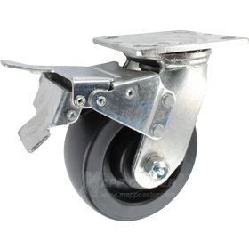 5" x 2" Polyolefin Swivel Caster with Total Locking Brake - 500 Lbs Capacity