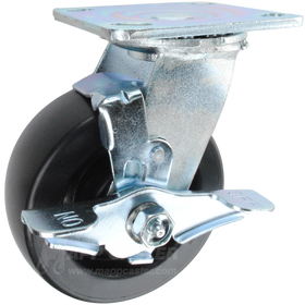 5" x 2" Polyolefin Swivel Brake Caster - 500 Lbs Capacity