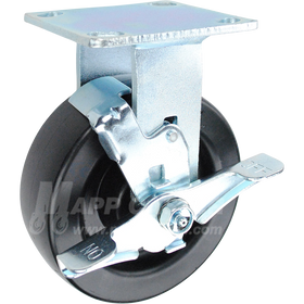 146PO620RB 6" x 2" Polyolefin Rigid Brake Caster - 700 LBS CAPACITY 
