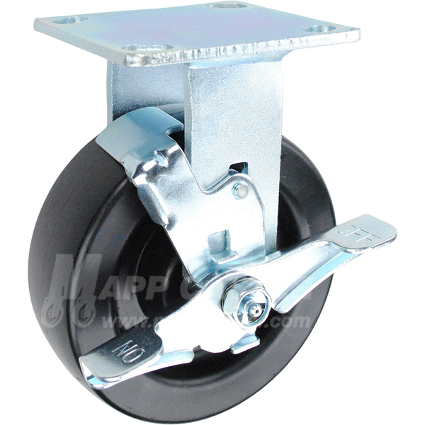 146PO620RB 6" x 2" Polyolefin Rigid Brake Caster - 700 LBS CAPACITY 