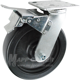 146PO820SBTL 8" x 2" Polyolefin Swivel Caster with Total Locking Brake - 900 Lbs Capacity