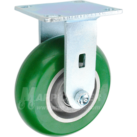 146PPM620R 6" x 2" Green Poly on Aluminum Wheel Rigid Caster - 1,250 Lbs Capacity