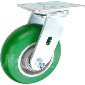 146PPM620S 6" x 2" Green Poly on Aluminum Wheel Swivel Caster - 1,250 Lbs Capacity