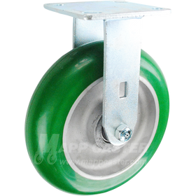 146PPM820R 8" x 2" Green Crowned Poly on Aluminum Wheel Rigid Caster - 1,250 Lbs Capacity