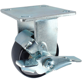 4" x 2" Patriot Polyurethane on Polyolefin Core Wheel Rigid Brake Caster - 600 Lbs Capacity