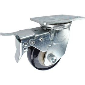 4" x 2" Patriot Polyurethane on Polyolefin Core Wheel Swivel Caster with Total Locking Brake - 600 Lbs Capacity