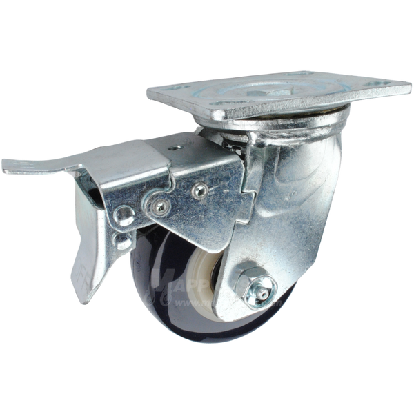 4" x 2" Patriot Polyurethane on Polyolefin Core Wheel Swivel Caster with Total Locking Brake - 600 Lbs Capacity