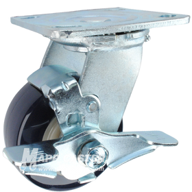 4" x 2" Patriot Polyurethane on Polyolefin Core Wheel Swivel Brake Caster - 600 Lbs Capacity
