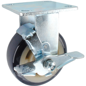 5" x 2" Patriot Polyurethane on Polyolefin Core Wheel Rigid Brake Caster - 800 Lbs Capacity 