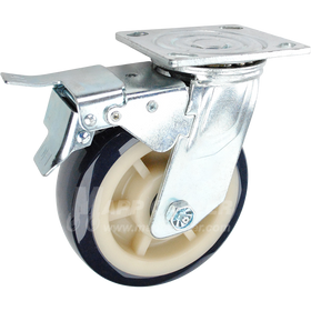 146PRX620SBTL 6" x 2" Patriot Poly on Polyolefin Core Wheel Swivel Caster w/ Total Locking Brake - 1,000 Lbs Capacity 