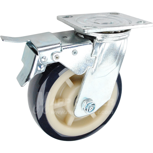 146PRX620SBTL 6" x 2" Patriot Poly on Polyolefin Core Wheel Swivel Caster w/ Total Locking Brake - 1,000 Lbs Capacity 