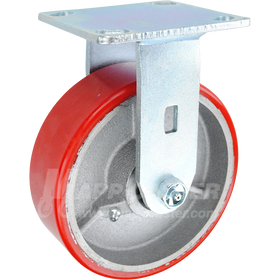 146PURB620R 6" x 2" Red Polyurethane on Iron Wheel Rigid Caster - 1,200 Lbs Capacity