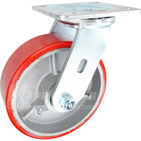 146PURB620S 6" x 2" Red Polyurethane on Iron Wheel Swivel  Caster - 1,200 Lbs Capacity
