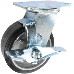 5" x 2" Rubber on Aluminum Wheel Swivel Brake Caster - 500 Lbs Capacity