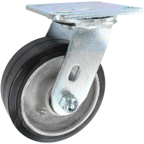5" x 2" Rubber on Aluminum Wheel Swivel Caster - 500 Lbs Capacity