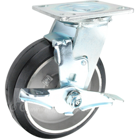 146RARB620SB 6" x 2" Rubber on Aluminum Wheel Swivel Brake Caster 500 LBS CAPACITY 