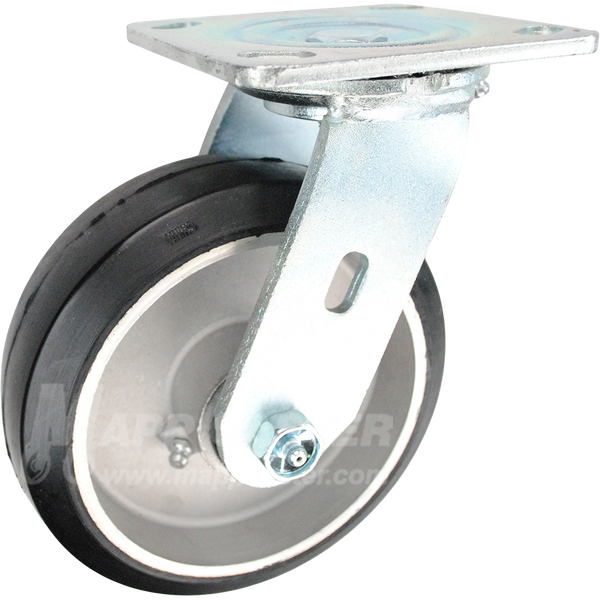 146RARB620S  6" x 2" Rubber on Aluminum Wheel & Swivel Caster 500 LBS CAPACITY