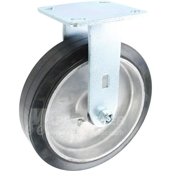 146RARB820R 8" x 2" Rubber on Aluminum Wheel Rigid Caster - 500 Lbs Capacity