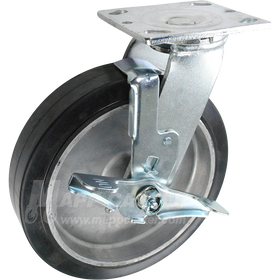 146RARB820SB 8" x 2" Rubber on Aluminum Wheel Swivel Brake Caster - 500 Lbs Capacity