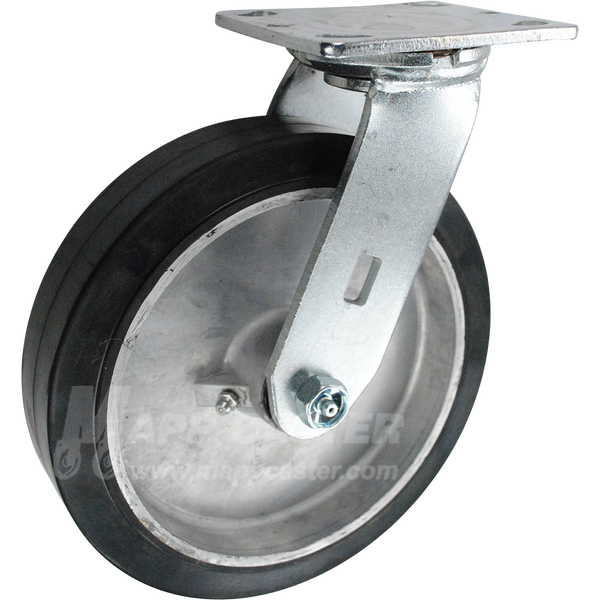 146RARB820S 8" x 2" Rubber on Aluminum Wheel Swivel Caster - 500 Lbs Capacity